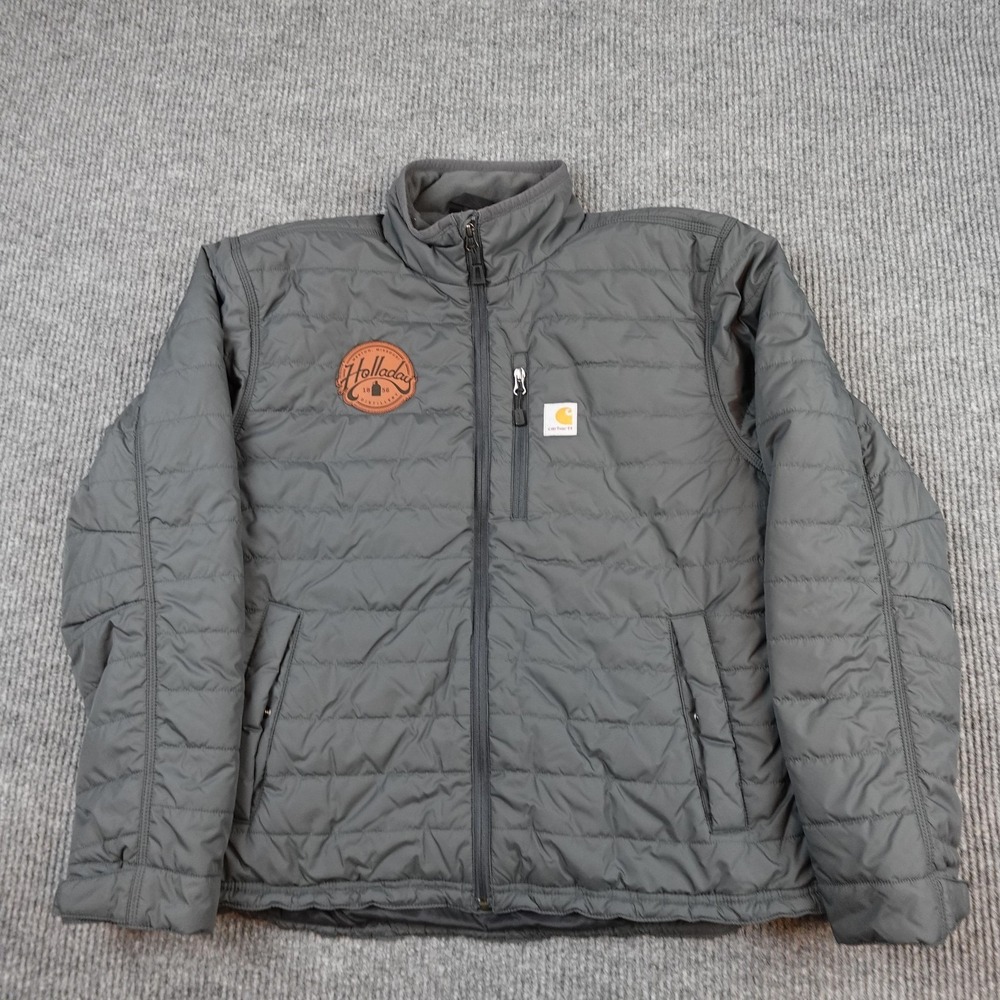 Carhartt Jacket Mens Large Gray Quilted Puffer Full Zip Insulated